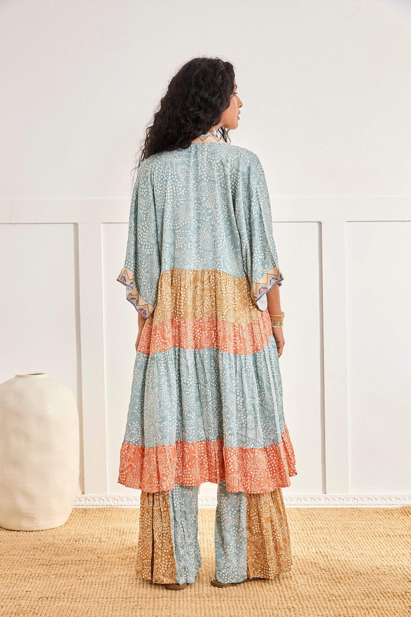 Embroidered Print  KIMONO - BLUE