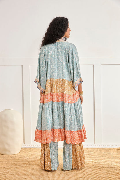 Embroidered Print  KIMONO - BLUE