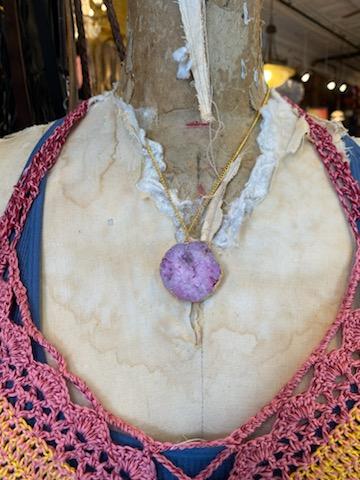 Pink Agate Slice Necklace #IV69