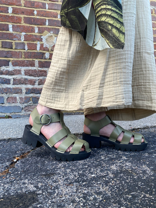 Emme T-Strap Bridle Sandals - Light Green