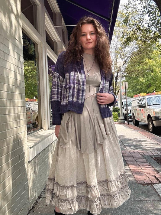 Tea Dye Skirt With Ruffled Bottom