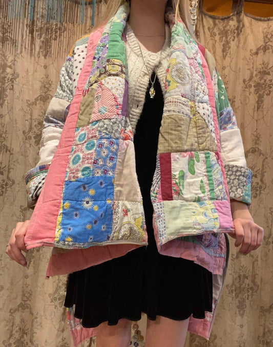 OOAK Handmade Upcycled Hi Lo Quilt Coat - Kadence*