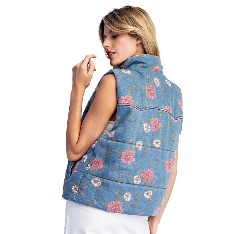 Floral Zip Up Vest