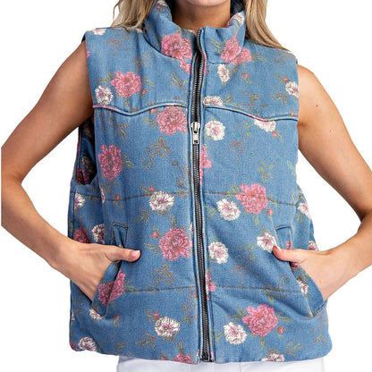 Floral Zip Up Vest