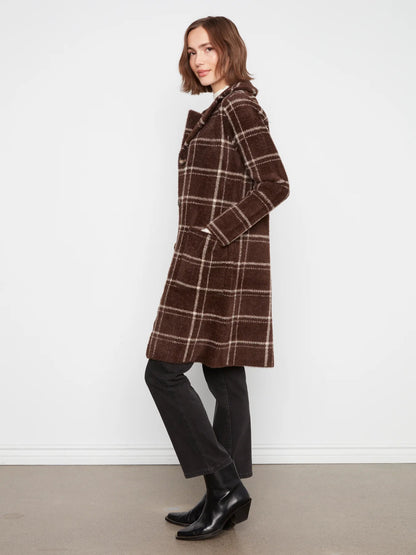 Long Plaid Coatigan