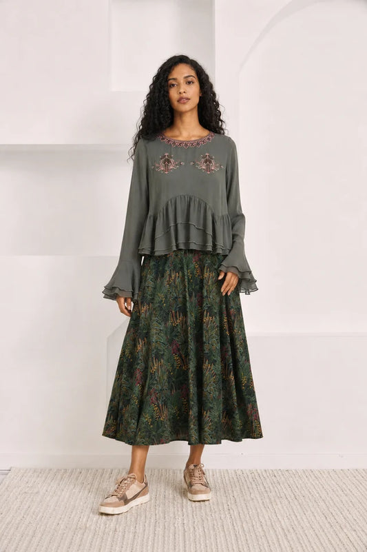 Petun Rayon Ruffle Blouse