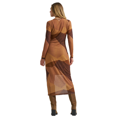 Retro Punchy Maxi Dress - Leopard Brown