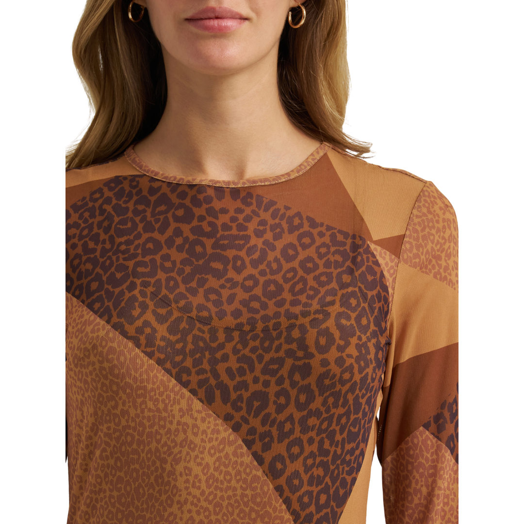 Retro Punchy Maxi Dress - Leopard Brown