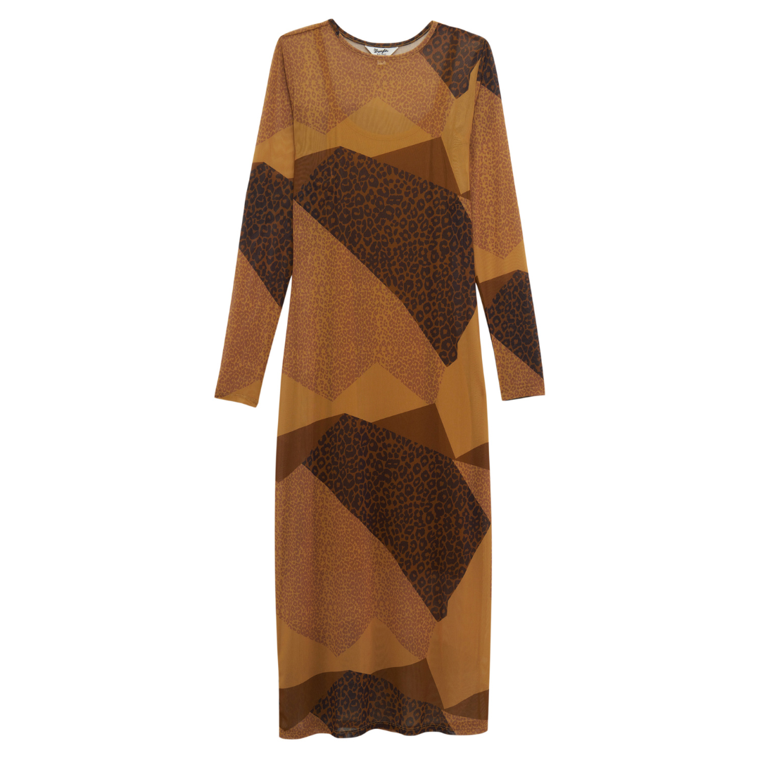 Retro Punchy Maxi Dress - Leopard Brown