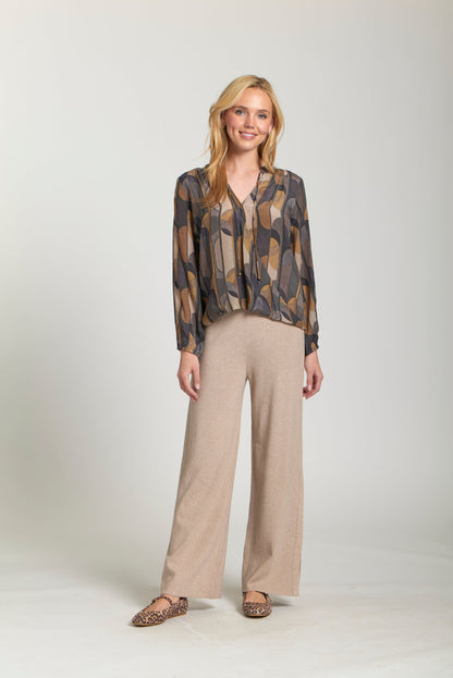 Pull-On Pant With Split Hem - Heather Sand