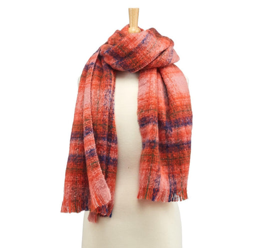 Super Soft Plaid Scarf Pink Multi - La De Da