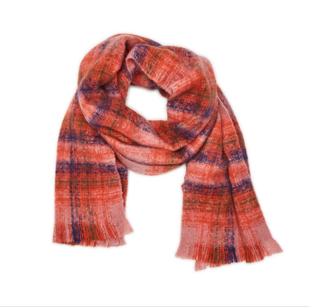 Super Soft Plaid Scarf Pink Multi - La De Da