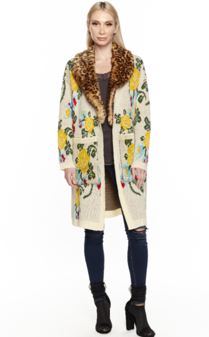 Louise & Lily Sweater Cardigan - Ivory Floral