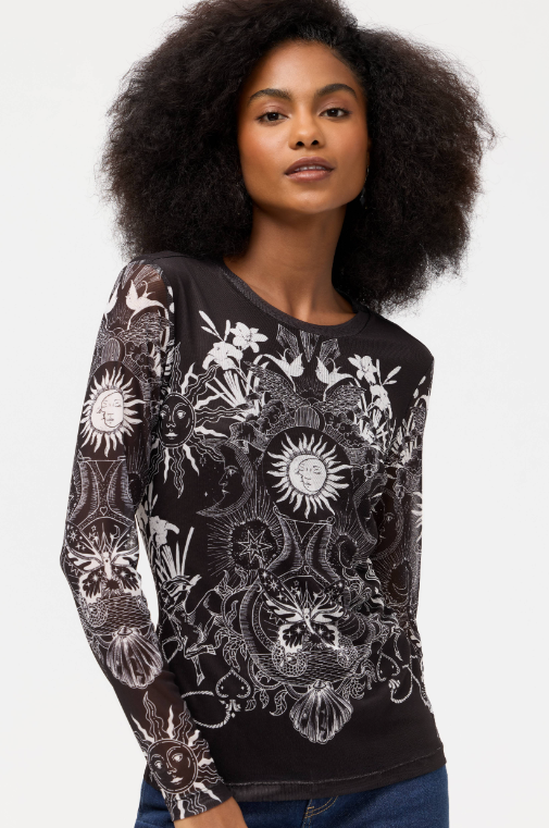 Natalie Long Sleeve Mesh Tee - Krysallis