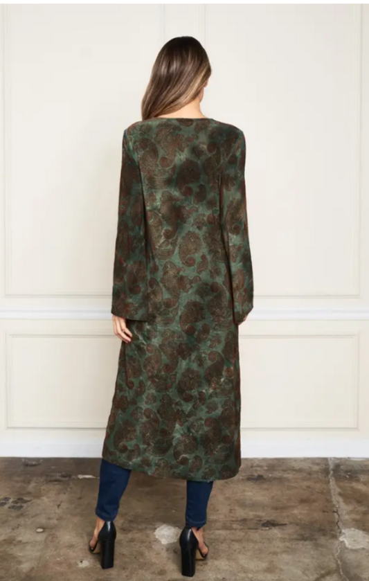 Flocked Kimono - Paisley