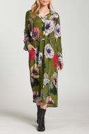 Half Placket Maxi Dress - Poppy Fields