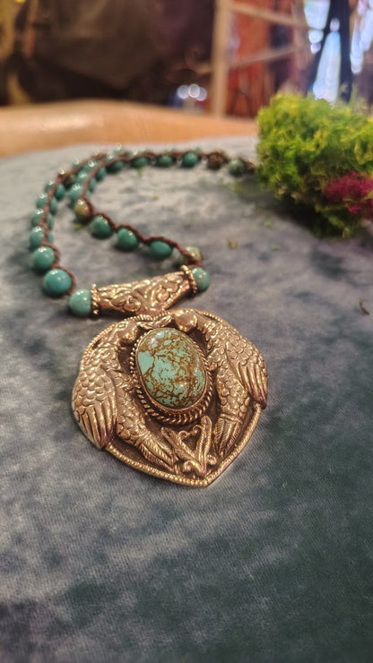 Two Birds Turquoise Necklace