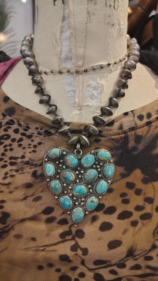 Turquoise Heart Silver Necklace