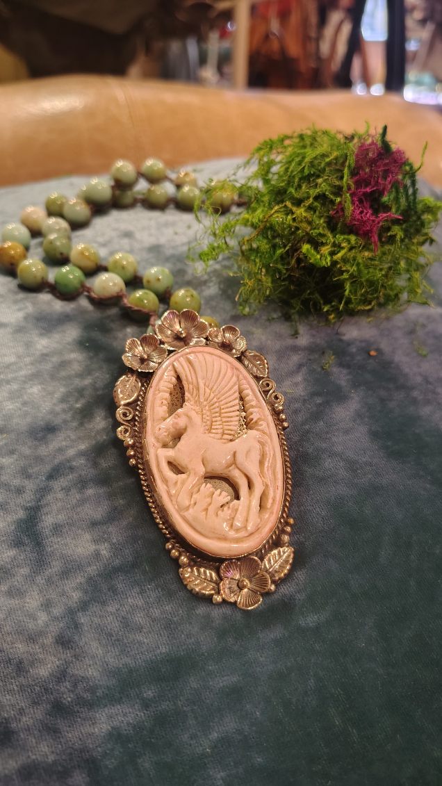 Bone Carved Pegasus Necklace