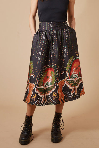 Maude Skirt - Black Printed