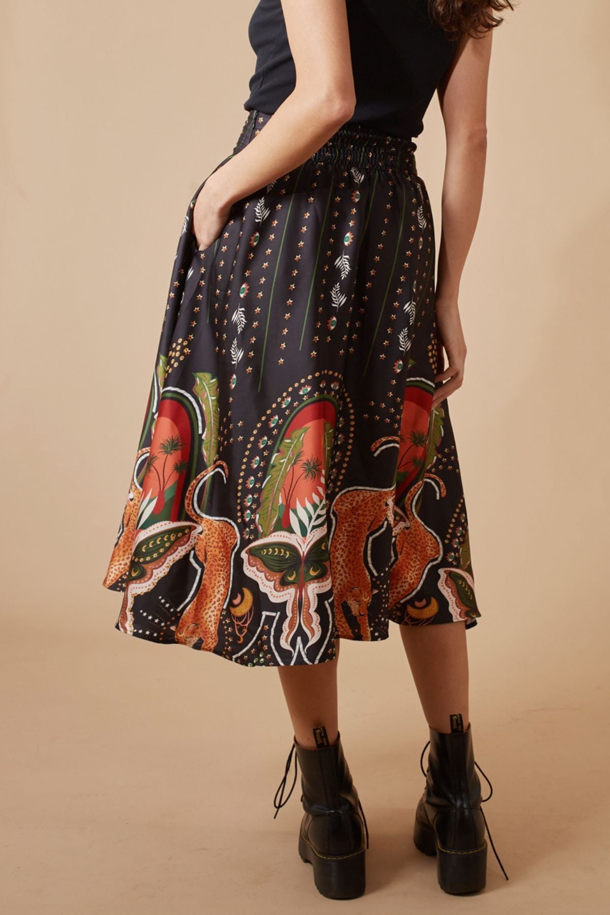 Maude Skirt - Black Printed