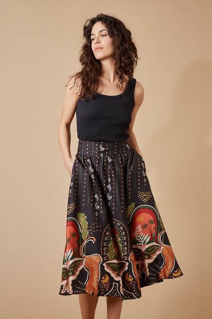 Maude Skirt - Black Printed