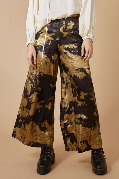 Loretta Flare Trousers - Black & Gold