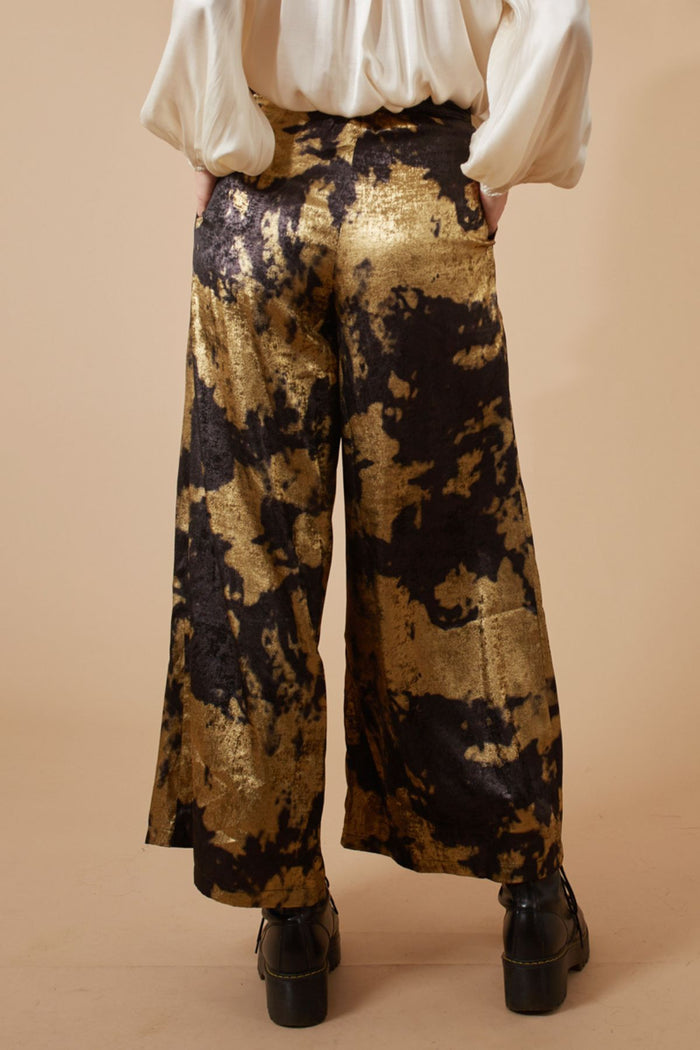 Loretta Flare Trousers - Black & Gold