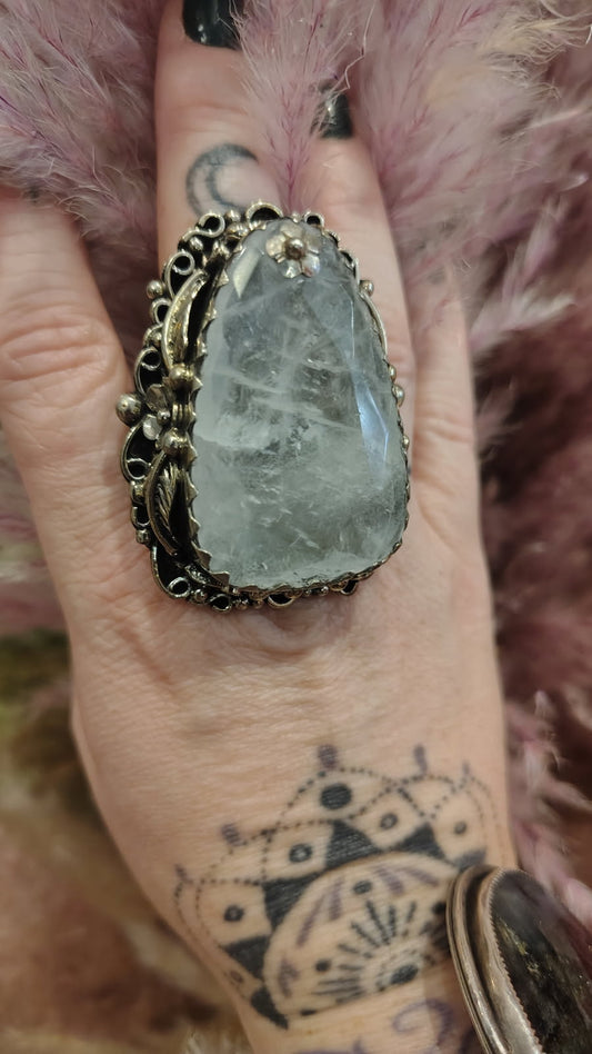 Statement Clear Quartz Ring