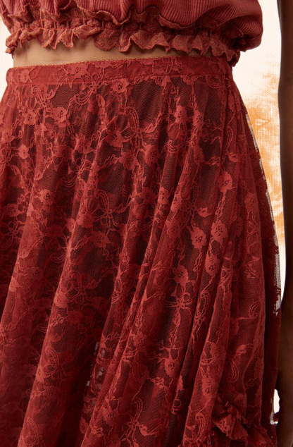 Rust Lace French Skirt/Slip - La De Da