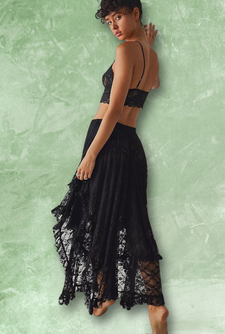 Black Lace French Skirt/Slip - La De Da