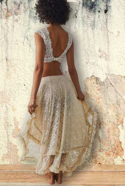 Ivory Lace French Skirt/Slip - La De Da