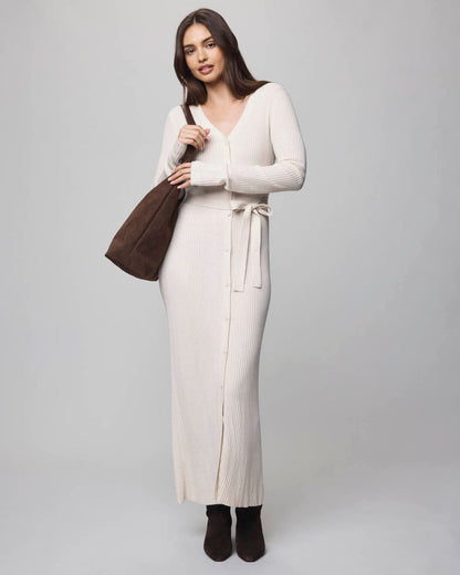 Georgie Button Down Dress - Pale Oak Heather