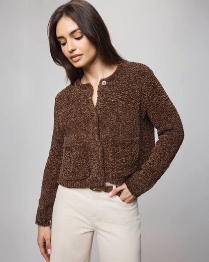 Andrea Crop Cardigan - Cedar Brown