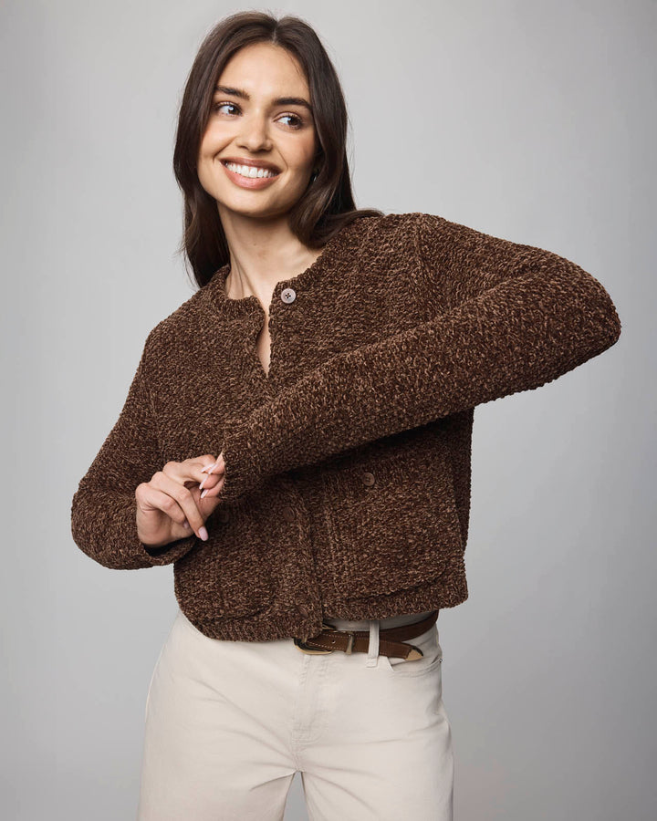 Andrea Crop Cardigan - Cedar Brown