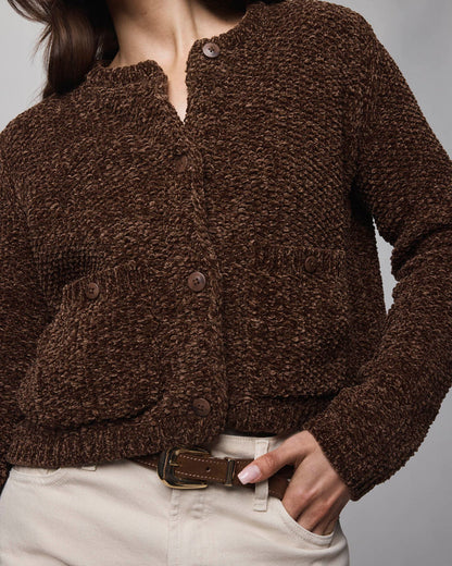 Andrea Crop Cardigan - Cedar Brown