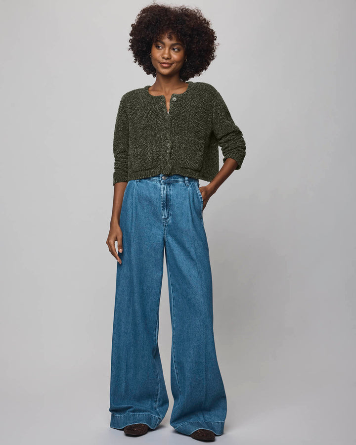 Andrea Crop Cardigan - Green Spruce