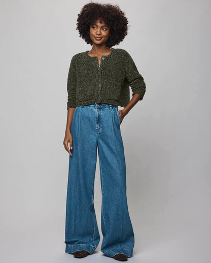 Andrea Crop Cardigan - Green Spruce