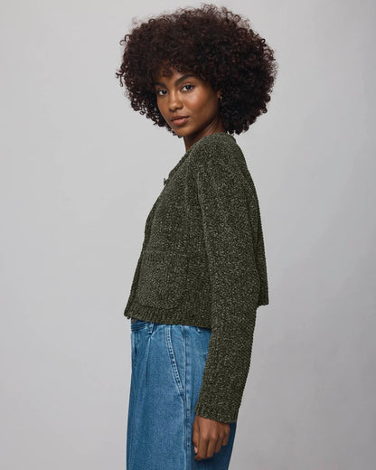 Andrea Crop Cardigan - Green Spruce