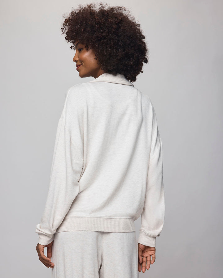 Supersoft Trim  Zip-Up - Pale Oak Heather