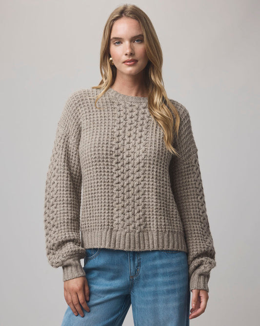 Celeste Cable Knit Sweater - Light Cedar Heather
