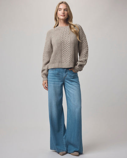 Celeste Cable Knit Sweater - Light Cedar Heather