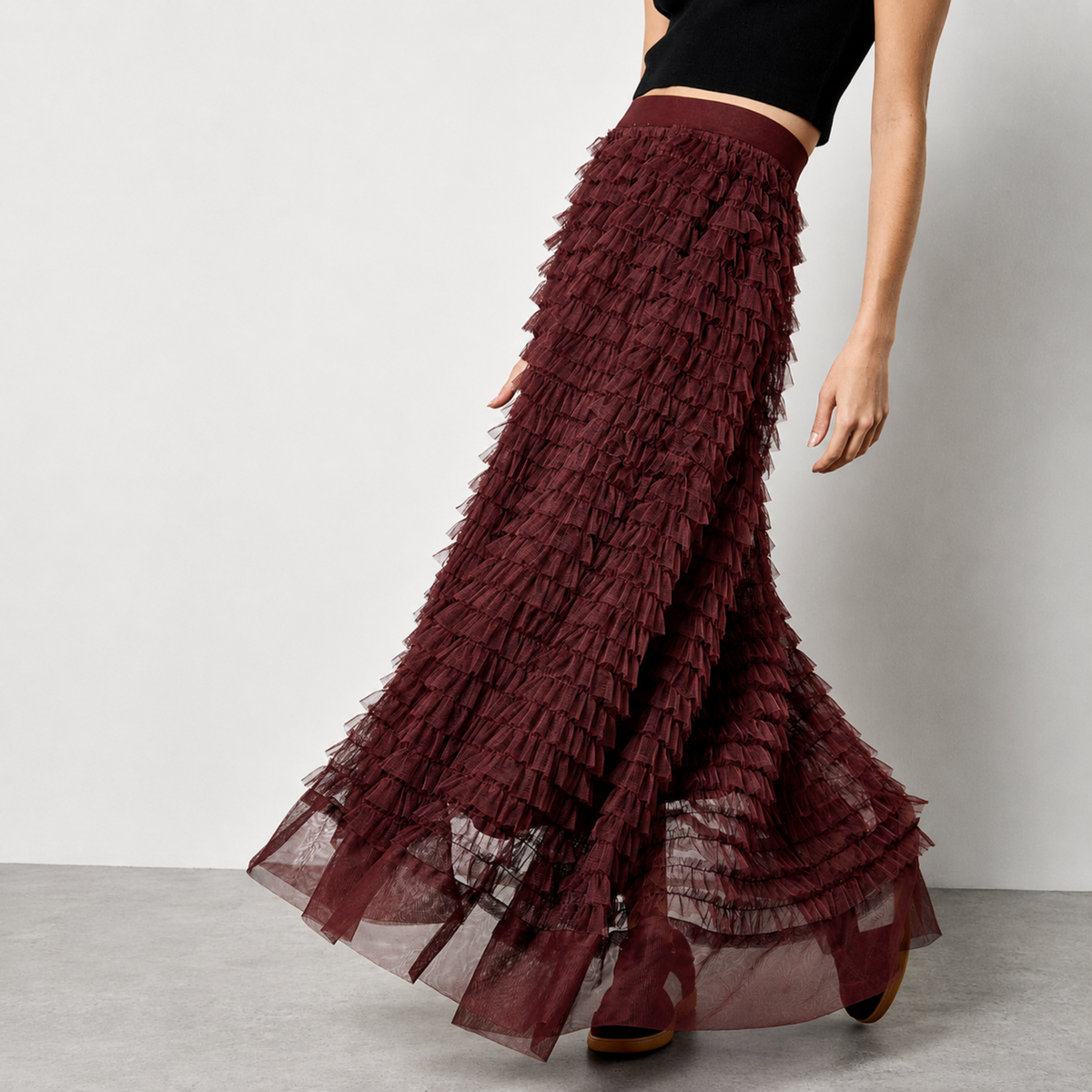 Multi Tiered Tulle Maxi Skirt