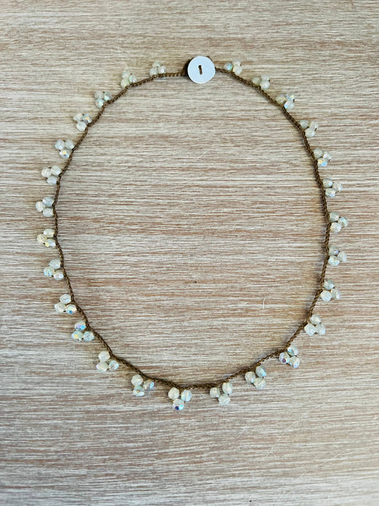 Crystal Droplet Necklace In Opal Shimmer