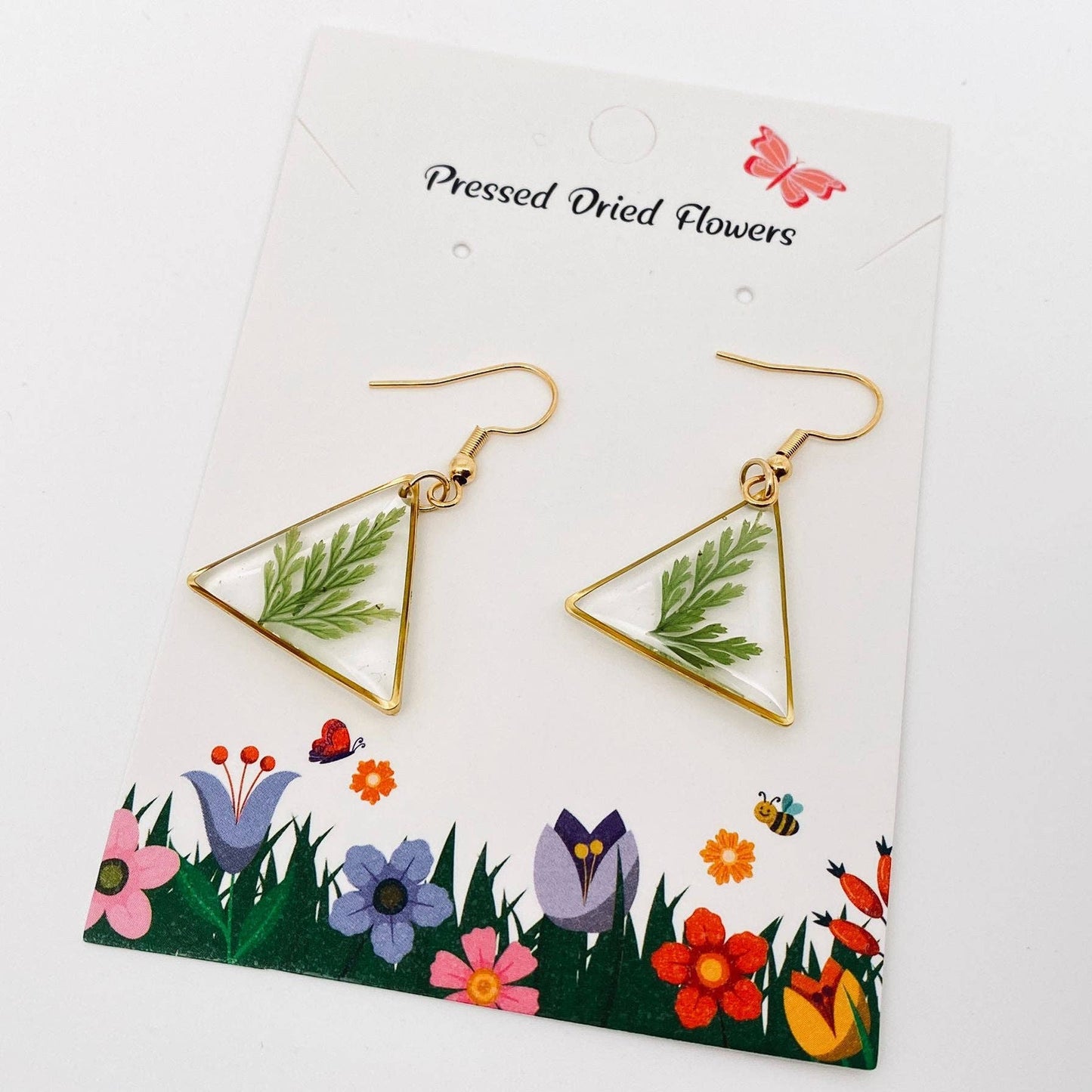 Dried Fern Leaves Pressed Plant Earrings