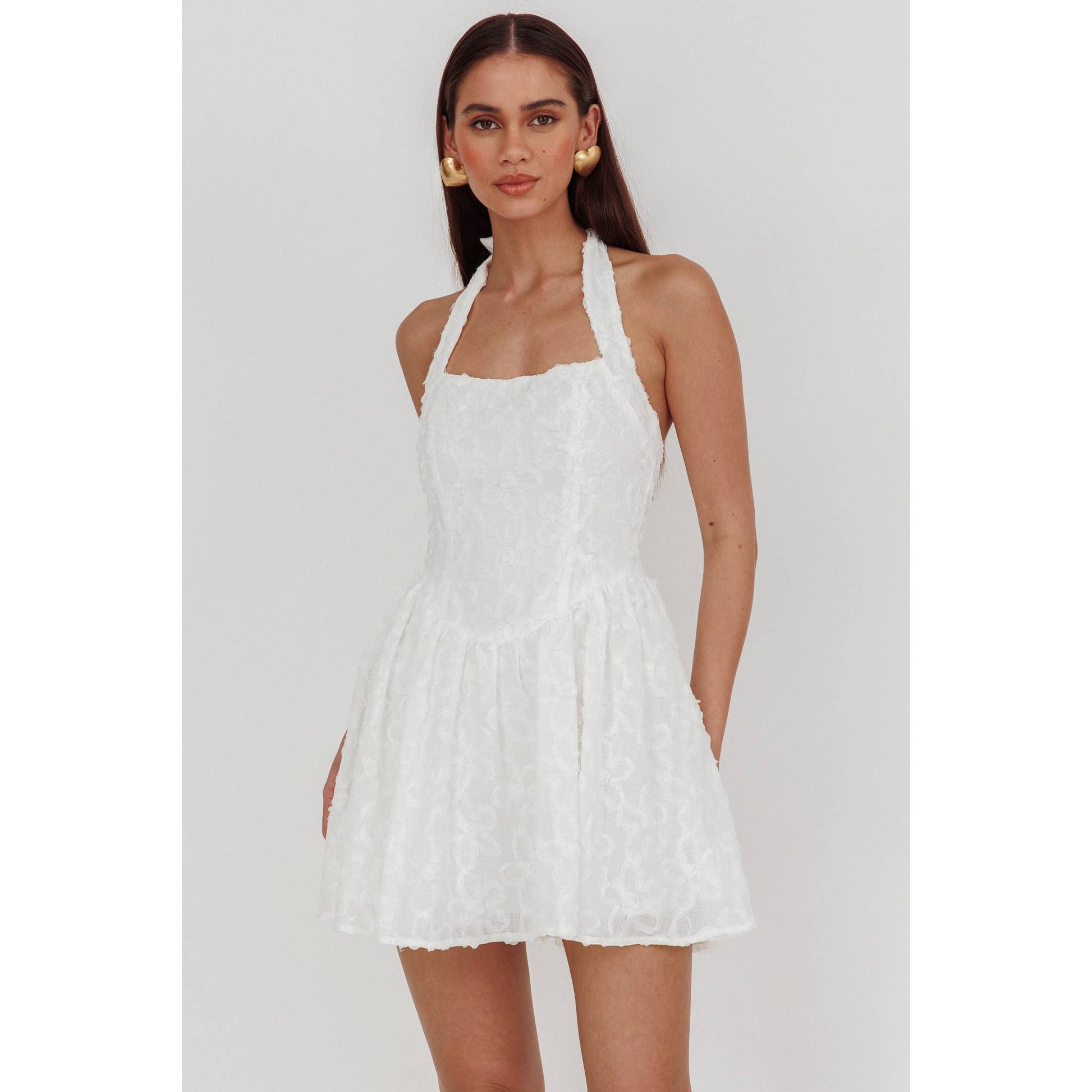 Halter Embellished Mini Dress M
