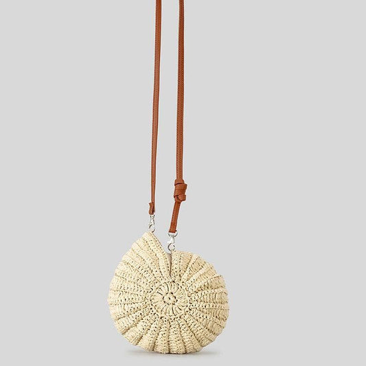 Vacation seaside conch straw crossbody bag - Offwhite