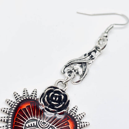 Dark Gothic Punk Bat Heart-shaped Bloody Eye Earrings