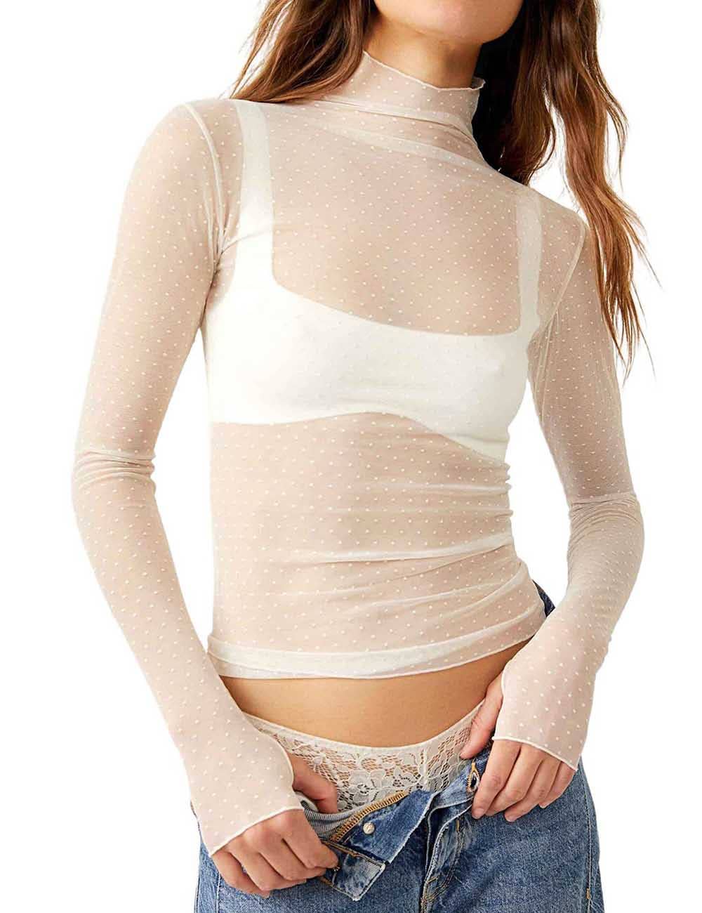 Polka Dot Mesh Layering Top - Multiple Colors