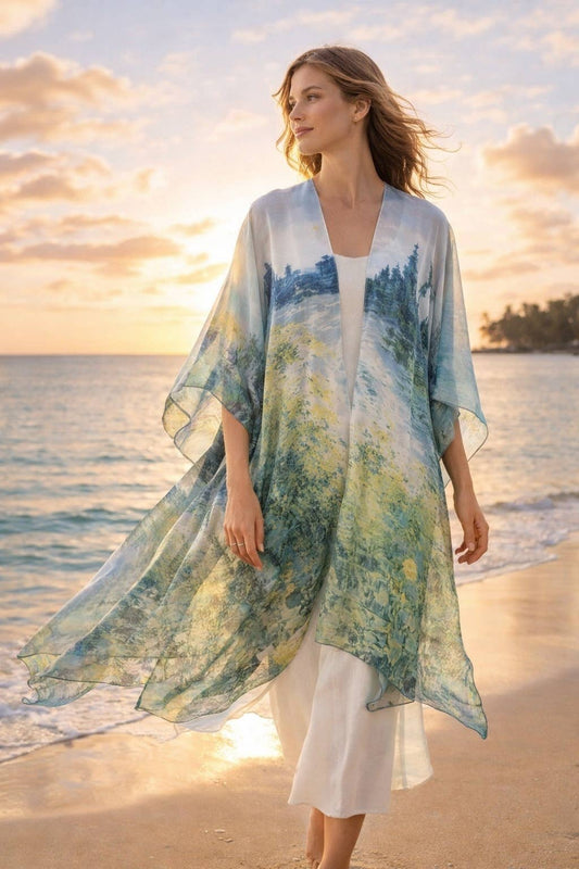 Monet-Banks of the Seine Print Kimono